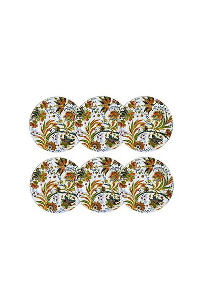 Lucky Art Yvette Paisley Patterned 6-Piece 20 cm Porcelain Serving Plate Set