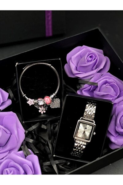 Masalsı Concept Sevgiliye Saatli Hediye Seti Mor Sevenlere Özel Süslü Kutuda ...