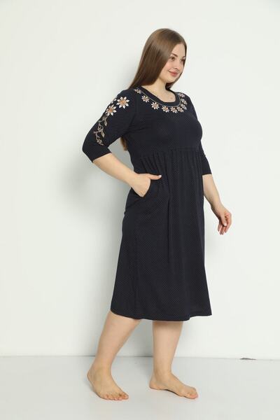 İntensive Жіноча вишивка з візерунками на кишенях детальна сукня з бавовни великого розміру з зачесаною модальної тканини