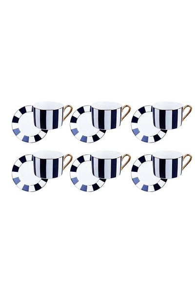 Lucky Art Odilia Striped 6-Piece Porcelain Teacup Set