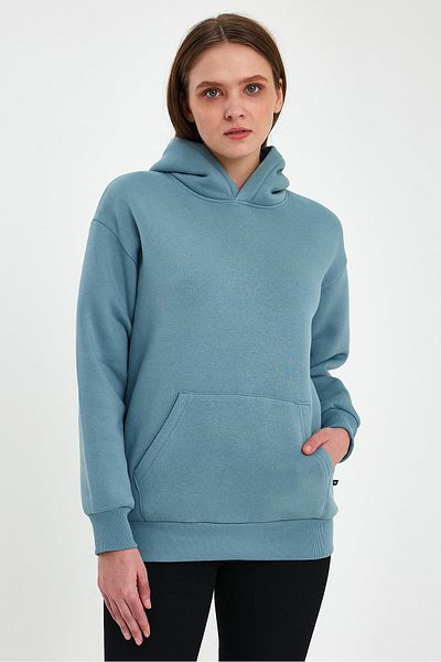 FİHA /5019 Unisex 3 Υφαντό Καπιτονέ Φούτερ με Κουκούλα - Sage Leaf