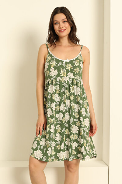 Lagertha by İntensive منقوشة القوس حزام ليكرا فسكوزي ثوب النوم