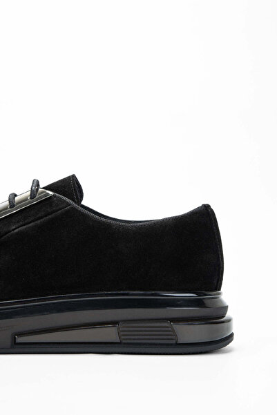 Tamer Tanca Erkek Hakiki Deri Siyah Süet Casual Ayakkabı