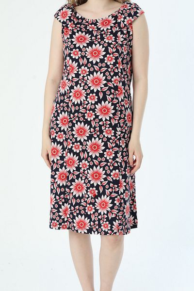 İntensive patterned combed cotton suspender dress