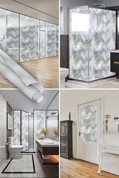 Dekoros Zikzak Çizgili Şeffaf Pencere Gizlilik Filmi, Duşakabin, Ofis Camı Ke...