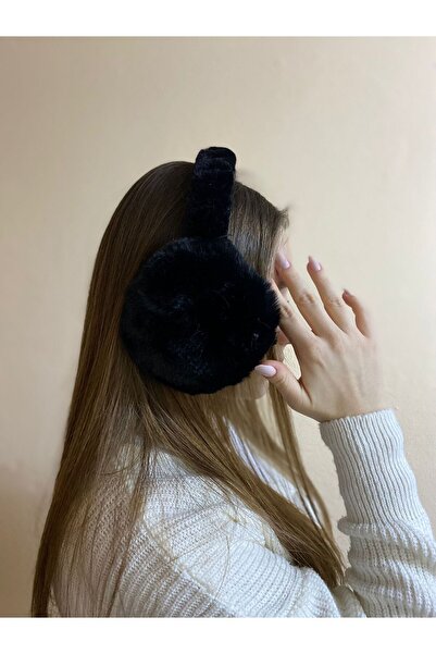 sema aksesuar Siyah Soğuktan Koruyucu Soft Peluş Tüylü Kışlık Kulaklık - Yumuşak