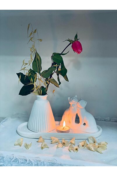 BLANJ Kedi Figürlü vazo Dekoratif Biblo set