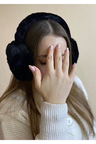 sema aksesuar Siyah Soğuktan Koruyucu Soft Peluş Tüylü Kışlık Kulaklık - Yumuşak