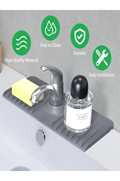 Bayev Elastik Musluk Matı Su Tutucu Düzenleyici Kaydırmaz Taban Organizer Mutfak Banyo Lavabo