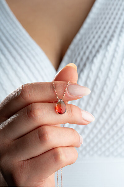 ESSARE 925 Ayar Gümüş Rose Kaplama His Taşı Kolye