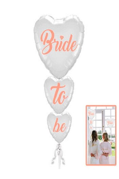 Kazanabil 3-PIECE BRIDE TO BE UNITED HEART FOIL BALLON
