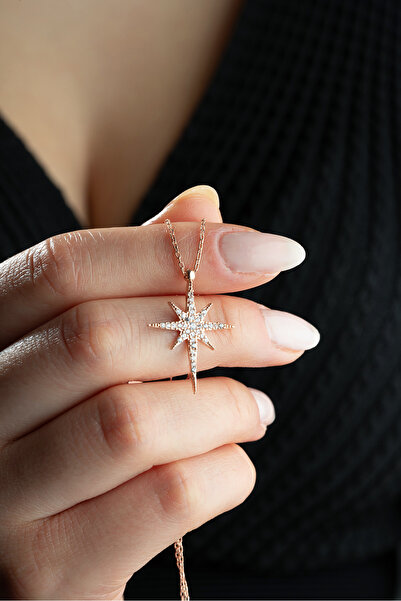 ESSARE 925 Ayar Gümüş Rose Kuzey Yıldızı Kolye