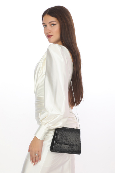 womenacs Curea neagră cu lanț de piatră plină, elegantă, sezon nou, rochie de seară pentru femei, portofoliu, poșetă de nuntă