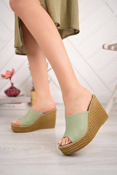 Nexs Γυναικείες παντόφλες Mid Green Skin High Heel
