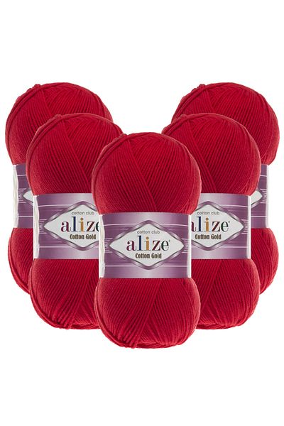 Alize Βαμβακερό χρυσό 5 τεμαχίων 056 Κόκκινο νήμα πλεξίματος χειρός