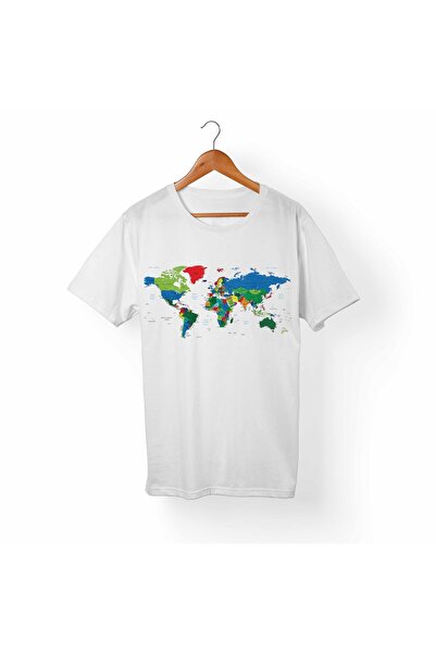 Alfa Tshirt تي شيرت أبيض للأطفال بخريطة العالم