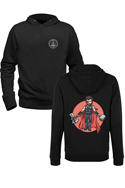 Alfa Tshirt سويت شيرت Thor Mjolnir مطبوع رقميًا باللون الأسود للأطفال من الأم...