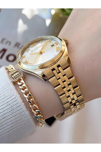 Quantum 5 Atm Water Resistant Steel Cord Women's Wristwatch+Wristband IML.B1100.130