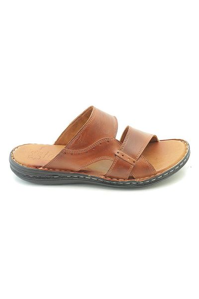 Man 15400-1 Genuine Leather Orthopedic Padded Daily Leather Men's Slippers