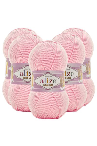 Alize Βαμβακερό χρυσό 5 τεμαχίων 518 Baby Pink Πλεκτό νήμα
