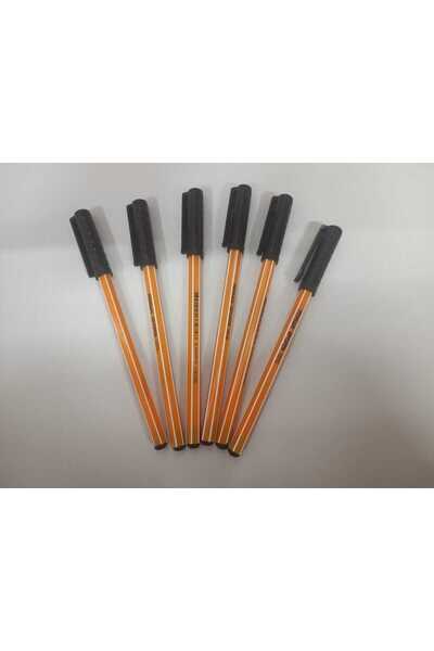 Pensan قلم حبر جاف مع غطاء قلم مكتب أسود 10-10 (6 قطع)