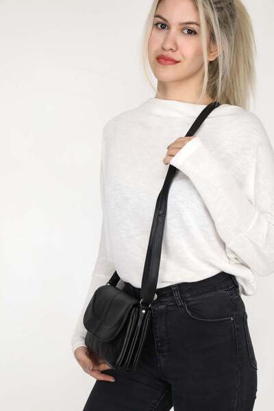 EGE DERİ حقيبة كتف نسائية سوداء من جلد الخراف الأصلي بنسبة 100%