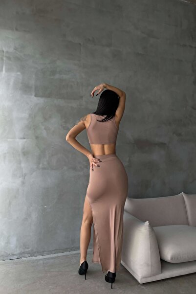 Eka Γυναικεία φούστα με σχισμή Mink Crop 0956-2002