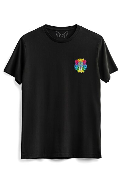 Alfa Tshirt تيشيرت أسود للأطفال مطبوع رقميًا بتصميم أسد