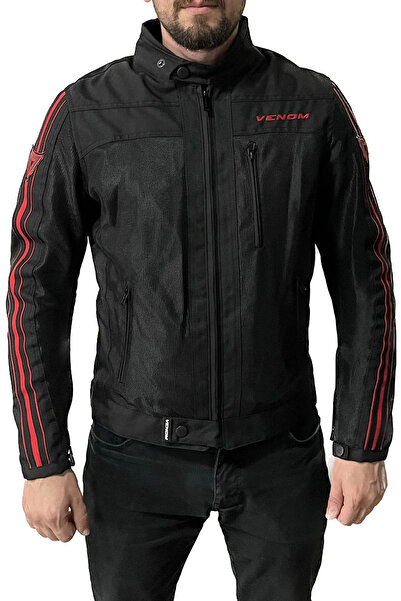 VENOM Compas Motorcu Ceketi Yazlık Siyah Mont