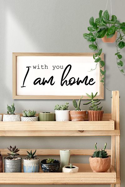 Wooden Factory With You I Am Home Πίνακας με ξύλινο πλαίσιο