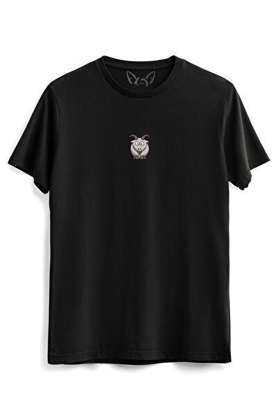 Alfa Tshirt تي شيرت أسود مطبوع رقميًا للأطفال من Animal Goat