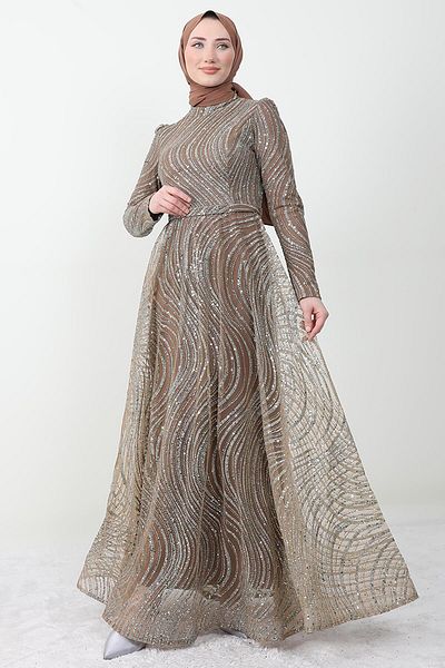 GİZ AGİYİM Elsa Hijab Evening Dress Gold