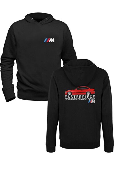 Alfa Tshirt سويت شيرت أسود مطبوع للأطفال بتصميم سيارة BMW M من الأمام والخلف