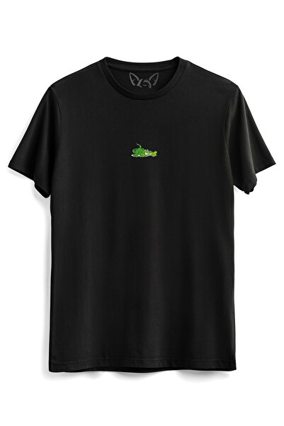 Alfa Tshirt تي شيرت أسود للأطفال مع صورة تمساح حيواني