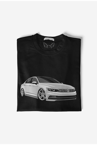 Alfa Tshirt Tricou negru pentru copii cu imprimeu ilustrat Ww Passat Design