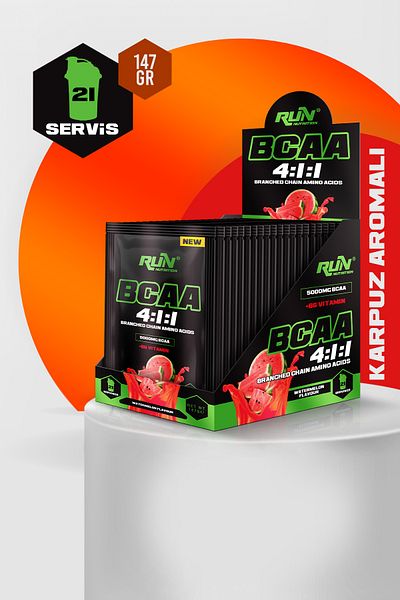 Run Nutrition BCAA 4.1.1 - 21 Pieces - Watermelon Flavored - 147g - Disposable Packages