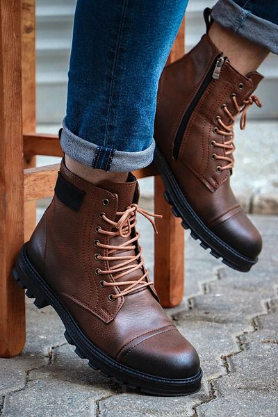 Aleza Shoes Ανδρικές μπότες Cnt 856 Tan με φερμουάρ