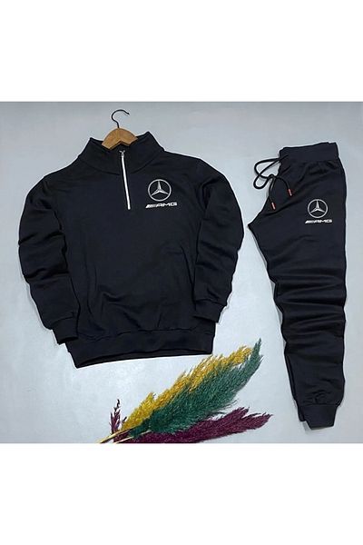 optimist sağdıç the original New Season Amg Logo Print Half Zipper Sweatshirt-Sweatpants Set Combination