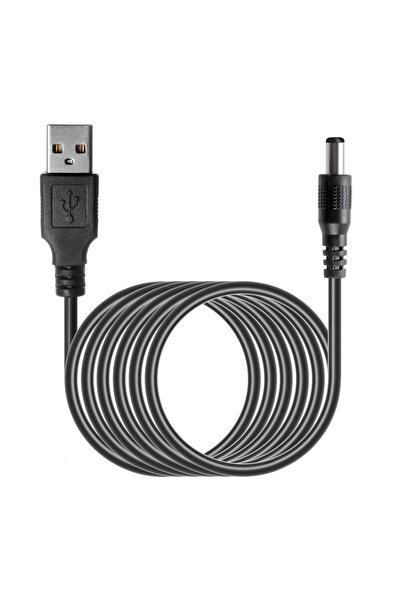 aogo Usb Dc 5.5x2.5mm Güç Kablosu 5V DC Güç Kablosu, USB 2.0 Erkek - DC 5.5mm x 2.5mm Erkek Güç Kablosu