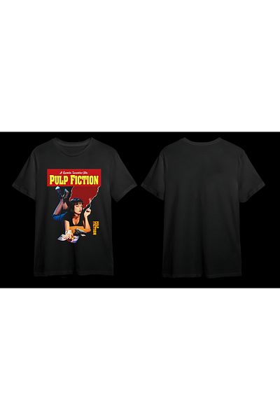 Pisa Art Μαύρο μπλουζάκι ΤΑΙΝΙΟ ΤΑΙΝΙΟΥ PULP FICTION TARANTINO