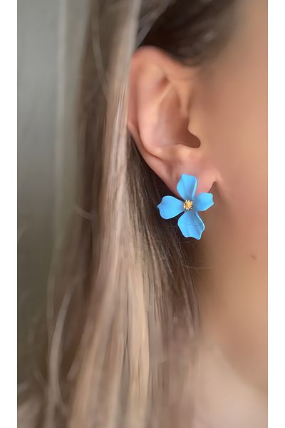 İLKYAZ Accessory Colorful Women's Earrings with Flower Motifs
