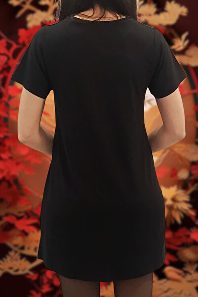 Kurun's Collection Black Lycra Cotton - Regular Fit Short Sleeve Unprinted T-shirt Dress