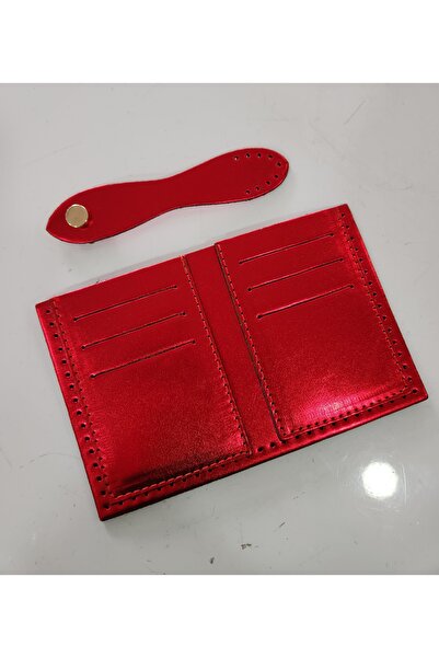 fundahobi طقم محفظة جلدية بارلا - أحمر