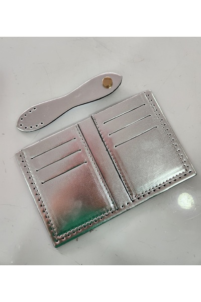 fundahobi طقم محفظة جلدية من بارلا - رمادي