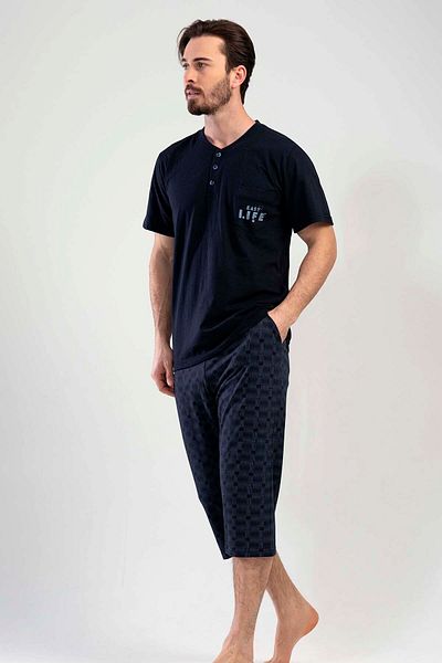 VİENETTA Cotton Good Look Men's Short Sleeve Plus Size Shorts Pajamas Set
,201624