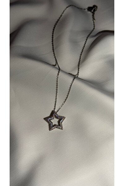 Çelik Yıldızlı Taşlı Kolye