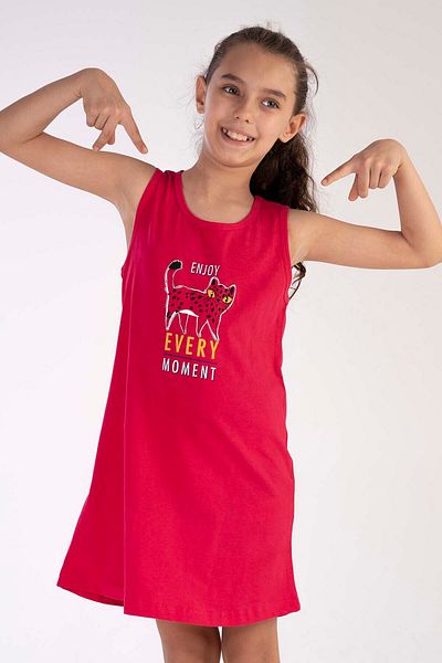 VİENETTA Girl's Pomegranate Flower Cotton Thick Strap Nightgown