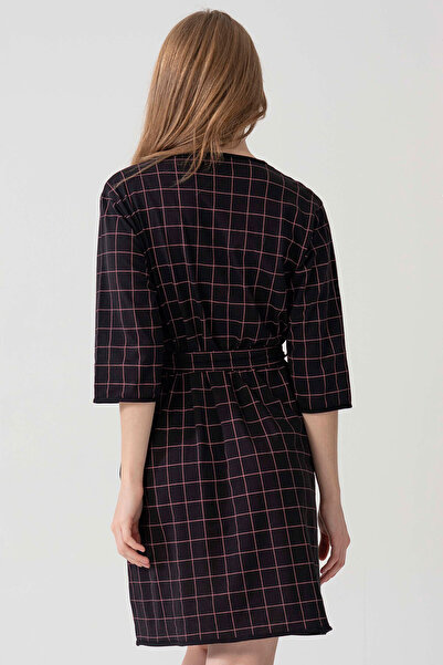 VİENETTA Women's Black Cotton Fakir Sleeve Single Dressing Gown