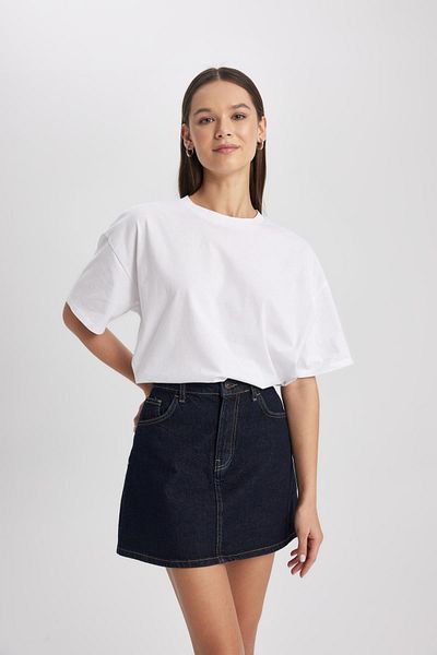 DeFacto Oversize Wide Fit Crew Neck Basic μασίφ κοντομάνικο T-shirt V4136az24sp