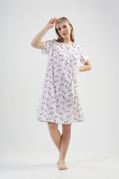 VİENETTA Cotton Short Sleeve Short Size Grandma Nightgown
,161163